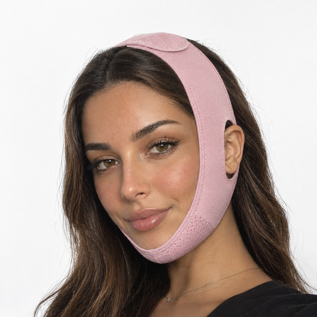 Vendaje V-line rosa puesto